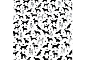 Bavlněné látky, metráž. Pejsek na Bílém