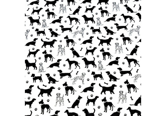 Bavlněné látky, metráž. Pejsek na Bílém