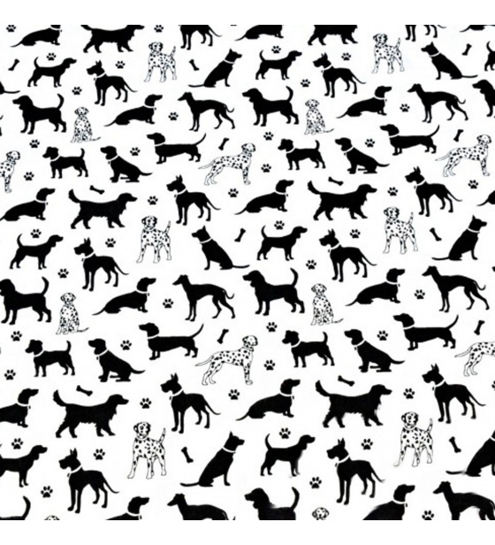 Bavlněné látky, metráž. Pejsek na Bílém