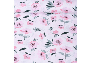 Bavlněná látka Divoký mák Šedý na Bílém