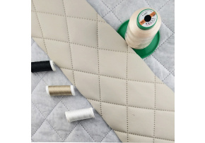 Ekokůže barva Ecru prošívaná ultrazvukem, koženka metráž