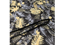 Tissu coton motif Feuilles sur noir