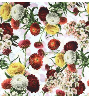 Potištěná ubrusovina, Oxford, Květiny na Bílém