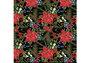 Vánoční bavlněná látka, metráž, šíře 160 cm, Vánoce na Černém