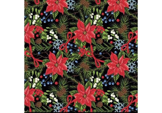 Vánoční látka, metráž 160 cm, vzor 21 na tmavozeleném