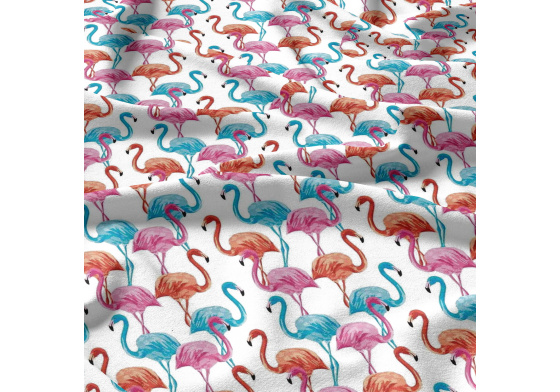 Bavlněné látky, metráž. Plameňák na Bílém 