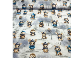 Vánoční bavlněná látka, metráž, šíře 160 cm, vzor Vánoce na Bílém 46