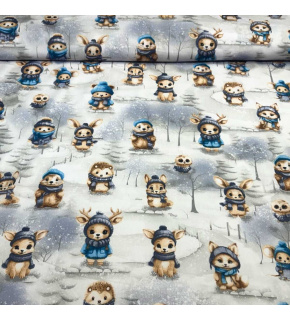 Vánoční bavlněná látka, metráž, šíře 160 cm, vzor Vánoce na Bílém 46