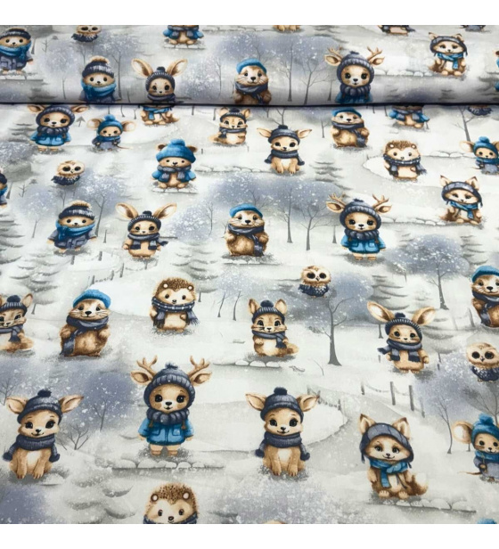 Tkanina bawełniana wzór świąteczny na białym tle