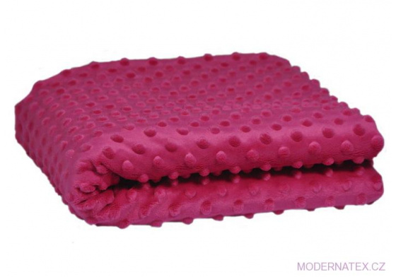 Minky 380 látky mikroplyš puntík  barva tm. fuchsia 
