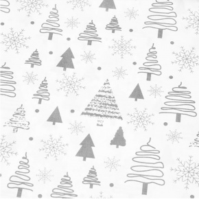 Vánoční bavlněná dekorační látka, metráž 160 cm, vzor šedý