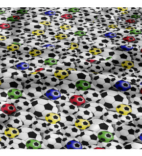 Bavlněná látka 100% bavlna, 125 g/m², šíře 160 cm, football multi na bílém