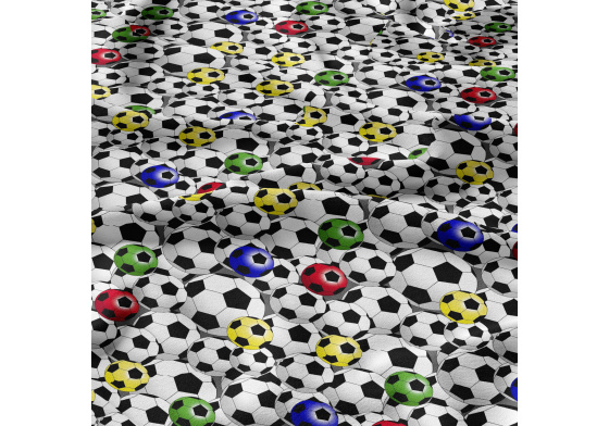 Bavlněná látka Football multi na Bílém