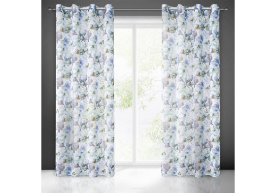 Rideaux motifs Bella couleur bleu 140 x 250 cm 