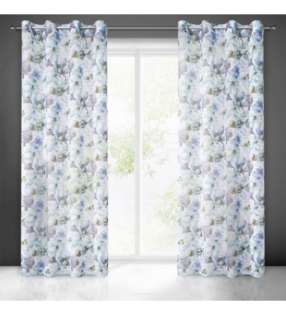 Rideaux motifs Bella couleur bleu 140 x 250 cm 