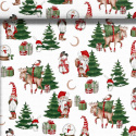 Tissus en coton de Noël au mètre, 160 cm motif Bonhomme de Neige blanche