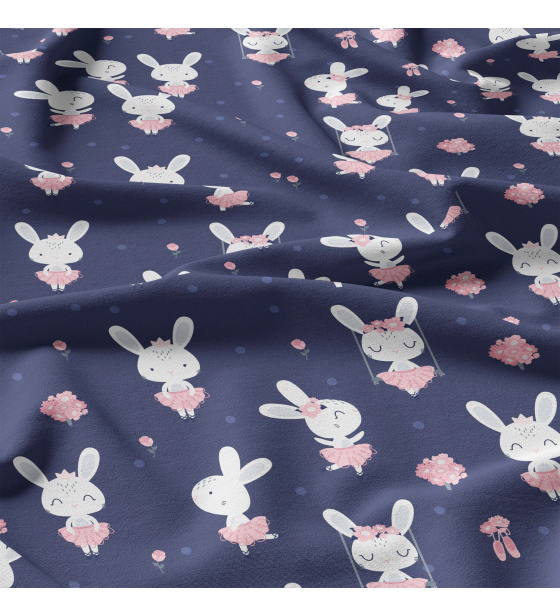 Bavlněné látky, metráž. Zajíček na Modrém