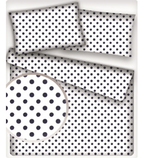 Dětské bavlněné látky, metráž. Puntík 7 mm, tmavě modrý na Bílém