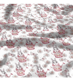 Bavlněné látky, metráž. Králíci na Bílém