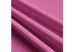 Dětské bavlněné látky, metráž. Puntík 3 mm, Bílý na Amarantovém