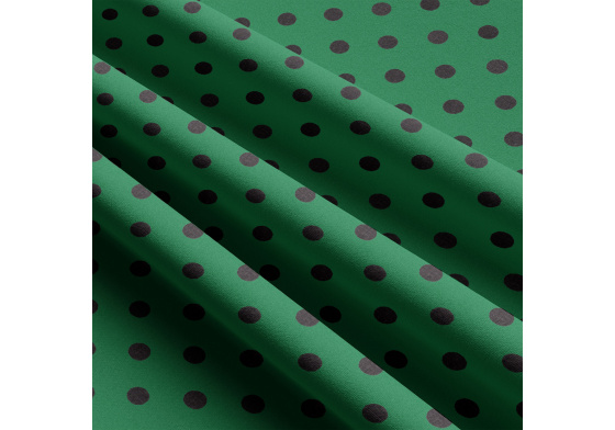 Dětské bavlněné látky, metráž. Puntík 10 mm, Černý na Zeleném