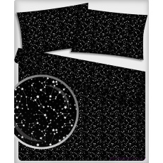 Dětská dekorační bavlněná látka vzor galaxie na černém