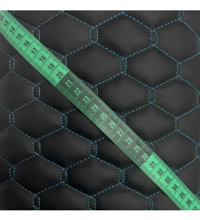 Ekokůže GEO barva Černá prošívaná Tyrkysovými nitěmi 1,45 m x 0,65 m