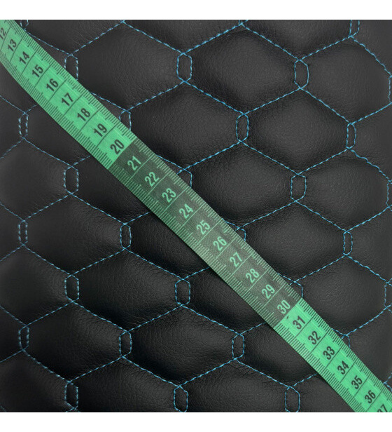 Ekokůže GEO barva Černá prošívaná Tyrkysovými nitěmi 1,45 m x 0,65 m