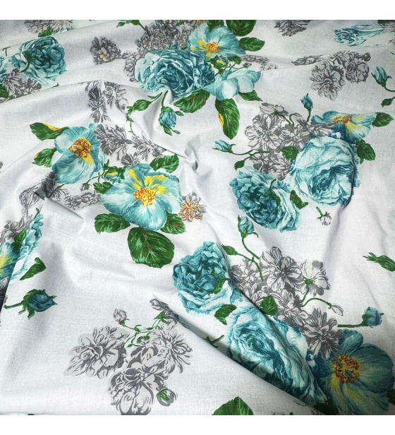 Bavlněná látka Kytičky na Bílém