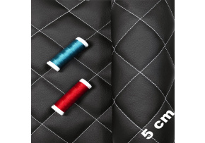 Ekokůže 5x5 barva Černá prošívaná Bílými nitěmi, metráž, 145 cm