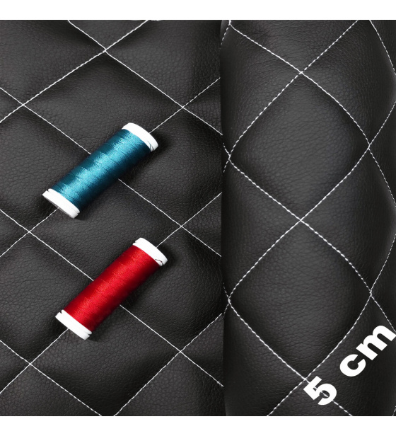 Ekokůže 5x5 barva Černá prošívaná Bílými nitěmi, metráž, 145 cm
