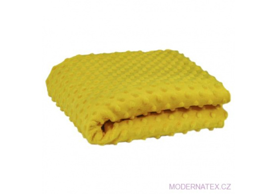 Minky 380 látky mikroplyš puntík  barva hořčice 