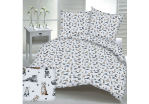 Bavlněná látka, metráž. Kočky a klubko na Sv.Šedém