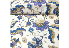 Bavlněná látka Poviev Bílé-Fialový