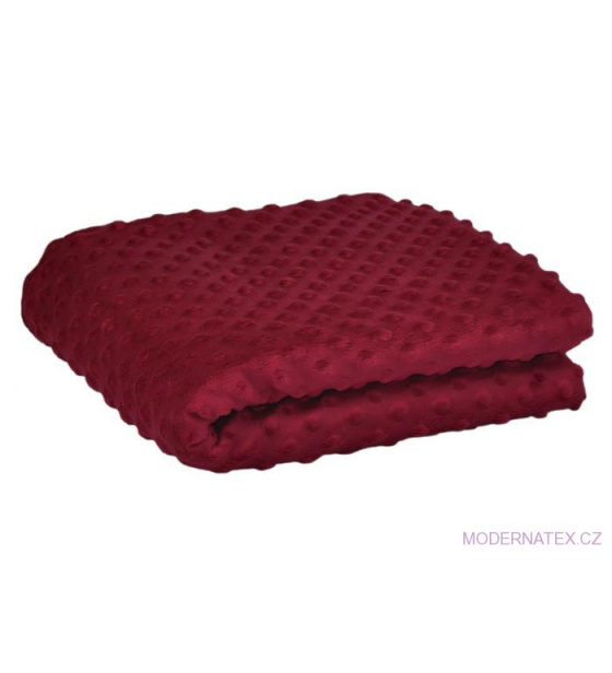 Látka minky puntík, 380 g/m², šíře 160 cm, metráž, vínová