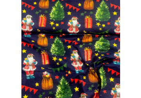 Vánoční bavlněná látka, metráž, šíře 160 cm, Vánoční Mikuláš