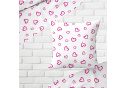 Dekorační bavlněná látka, metráž, Srdíčka Růžová na Bílém