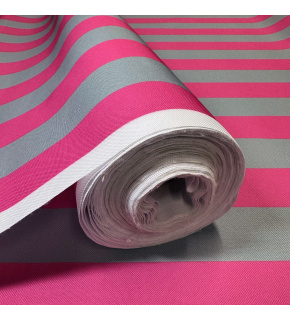 Venkovní látka Pergola (Oxford), 200 g/m², šíře 160 cm, šedo-růžové proužky 5 cm