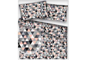 Bavlněná látka Trojúhelníky 2 cm, Černo-Růžové