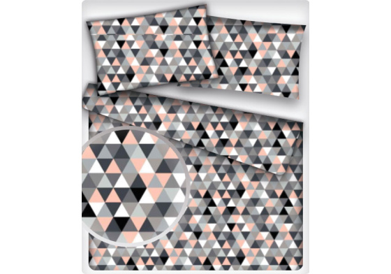 Bavlněná látka Trojúhelníky 2 cm, Černo-Růžové