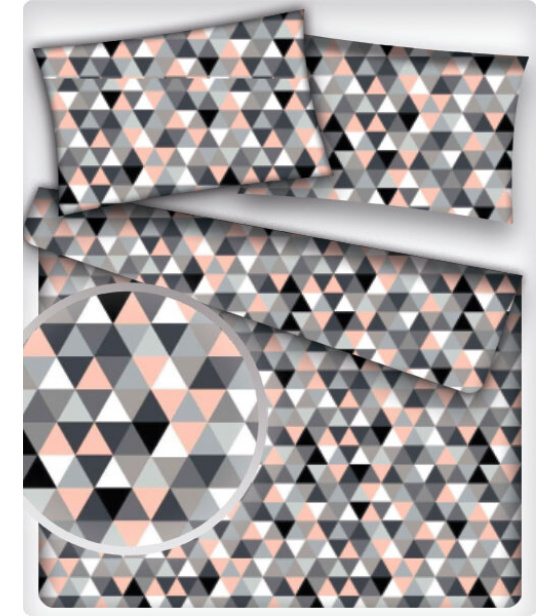 Bavlněná látka 100% bavlna, 125 g/m², šíře 160 cm, trojúhelníky černe a růžové 2 cm