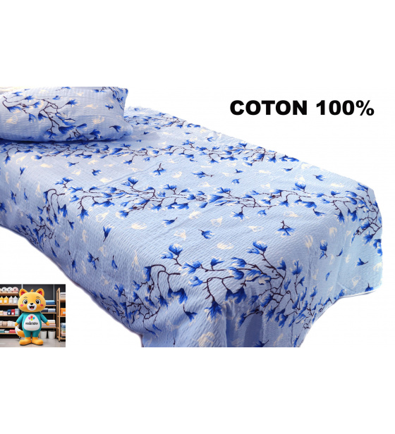 Krepové povlečení na zip, barva Modrá, 140x200 cm