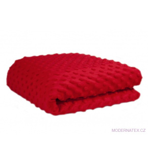 Látka minky puntík, 380 g/m², šíře 160 cm, metráž, červená