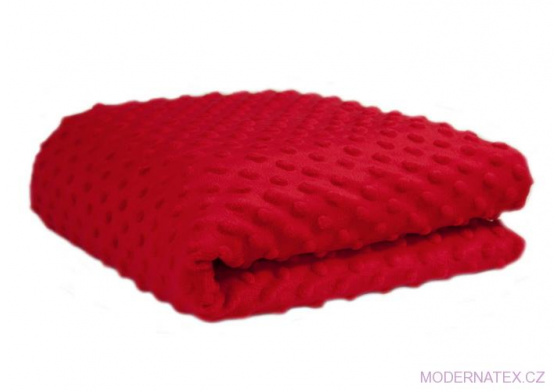 Minky 380 látky mikroplyš puntík  barva červená