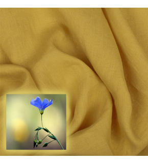 Přírodní lněná látka Oskar, Horčicová, 230 gr/m2