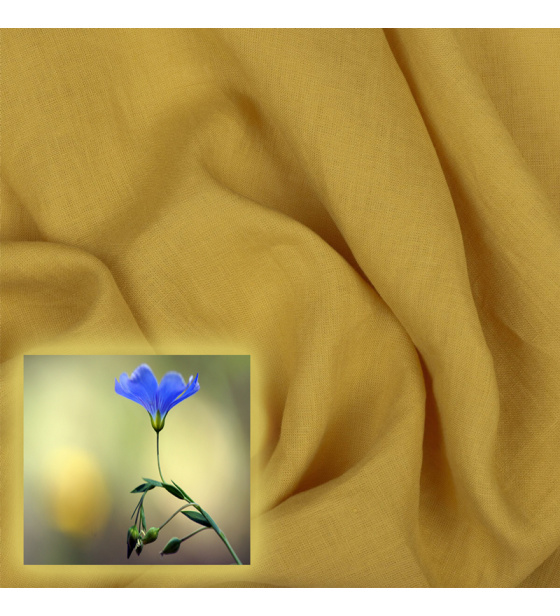 Lněná přírodní látka Natali barva horčicová 170 gr/m2 