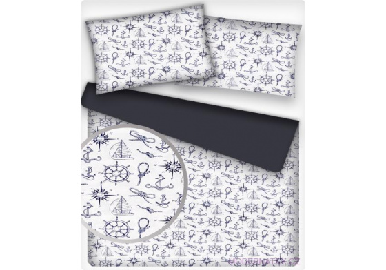 Dětské bavlněná látka metráž vzor Kormidla černé na bílém