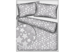 Dětská bavlněná látka Hvězdy modern Bílé na Šedém