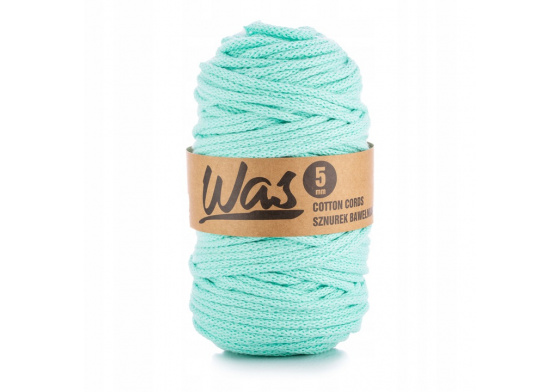 Bavlněná šňůra 5mm, 100m, barva seledynová 190