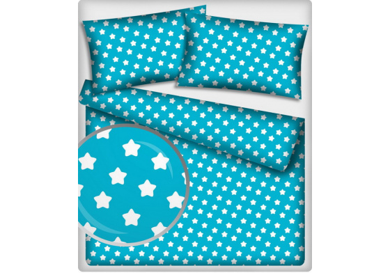 Dětská dekorační bavlněná látka vzor perníky bílé na mentolovém podkladu